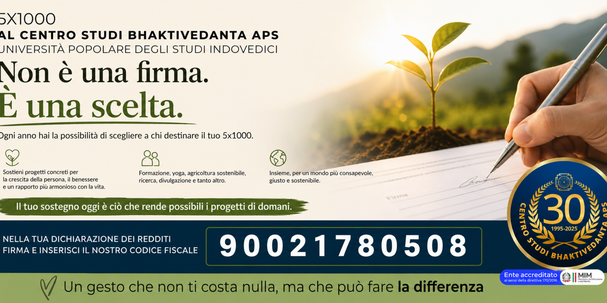 Dona il cinque per mille al Centro Studi Bhaktivedanta APS - Un gesto che non ti costa nulla ma che può fare la differenza gesto 